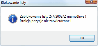 Okno info o warunkach blokowania listy