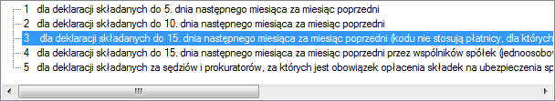 Kod terminu składania deklaracji ZUS Kod terminu składania deklaracji ZUS
