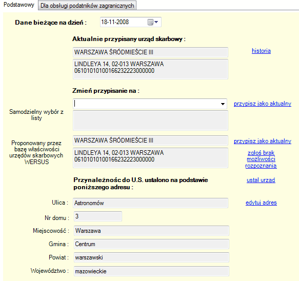 Dane firmy - Podstawowy Urząd Skarbowy Dane firmy - Podstawowy Urząd Skarbowy