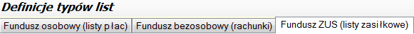 Definicje typów naliczeń - podział na fundusze