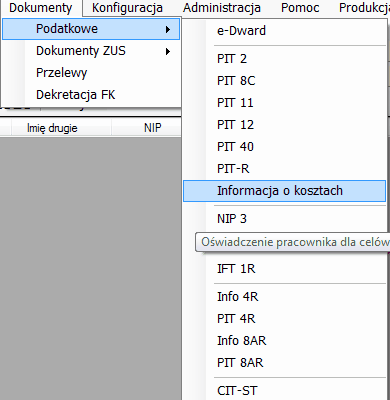 Dokumenty podatkowe - lista formularzy.