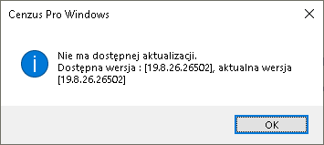 dostepnosc nowszej wersji_okno_info_nie_ma_nowszej_wersji
