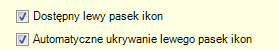 Ustawienie paska bocznego ikon - wyświetlać na ekranie tylko po najechaniu myszą w lewo.