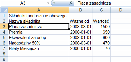 Eksport tabeli do Exel - arkusz Excel ze skopiowanymi danymi