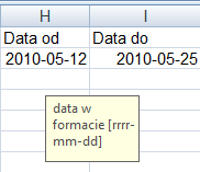 Podpowiedź wymaganego formatu daty.