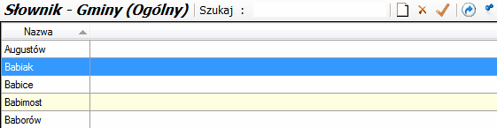 Gminy - baza tabelaryczna