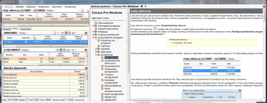 System Pomocy otwierany w oknie programu.