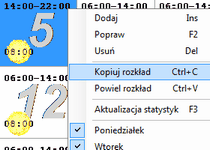 Funkcja "Kopiuj rozkład" zaznaczonego dnia.