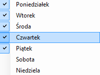 Odznaczenie sobót i niedziel w menu kontekstowym IV okna.