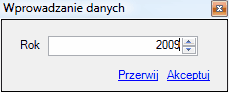 Okno podania rocznika do generacji wzorca kalendarza.