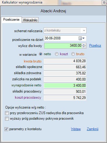 kalkulator wynagrodzenia - przeliczenie