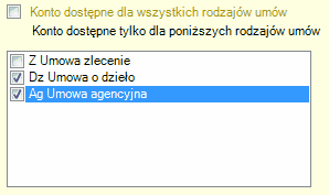 Konto bankowe dostepne dla wybranych rodzajów umów funduszu bezosobowego.