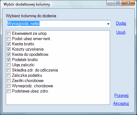 lista wyboru z opcją zaznaczania