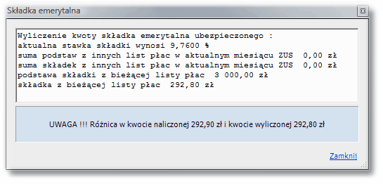 Okno informacji z podoknem błędu