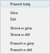 Pasek przewijania pionowego - menu kontekstowe