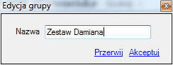 Pasek boczny- okno dialogowe tworzonej grupy.