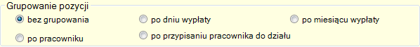 Pole radiowe - grupowanie pozycji w Zestawieniach wynagrodzeń