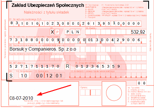 Wydruk przelewu z opcją daty.