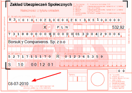 Wydruk przelewu z opcją daty.