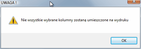 Okno Info: nie wszystkie kolumny zmieszczą się na wydruku.