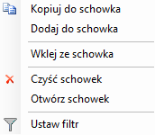 Schowek pracowników - rozwinięcie listy opcji.