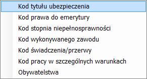 Słowniki Zus - kategorie kodów