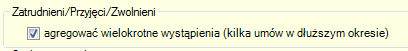 Parametr agregacji wielokrotnie występujacego na zestawieniach pracownika.
