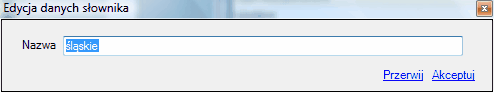 Województwa - okno edycji danych słownika