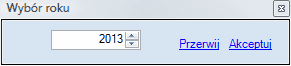 Karta przychodów - okno wyboru roku