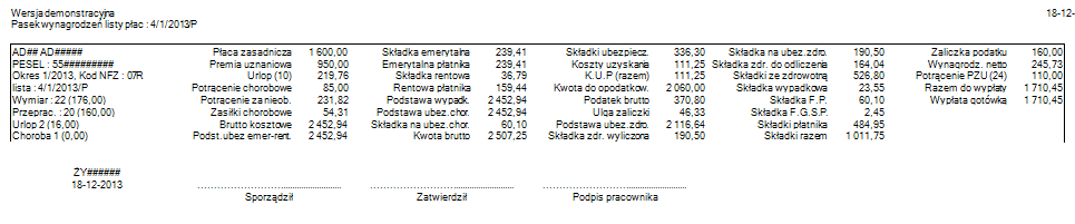 Pasek listy płac BEZ nagłówka jak w RMUA