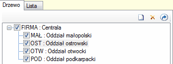 Drzewo - uaktywnione pola wyboru
