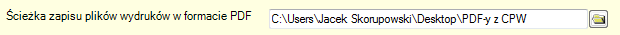 Zapisz do pliku PDF - Ścieżka zapisu plików wydruków w formacie PDF.