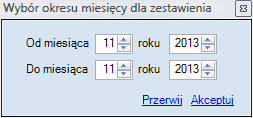 Zestawienie naliczeń - okno wyboru daty