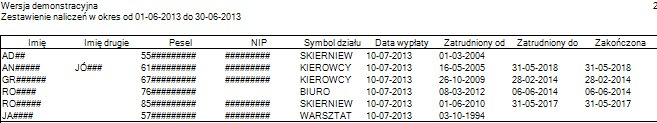 zestawienia naliczeń - podgląd wydruku