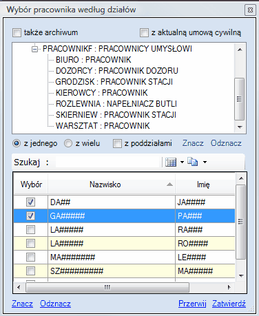 ZUS Z-3a - wybór pracownika ZUS Z-3a - wybór pracownika