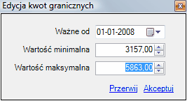 Słownik kategorii zaszeregowania - edycja kwot granicznych