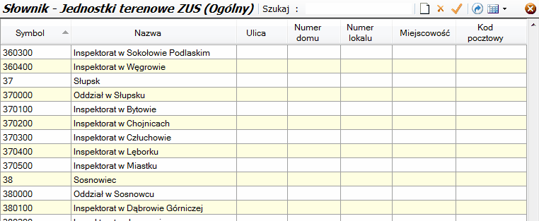 Słownik ZUS - jednostki terenowe ZUS. Słownik ZUS - jednostki terenowe ZUS.